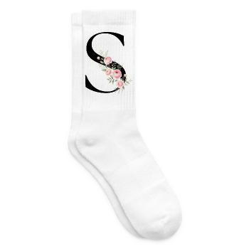 S Buchstabe Monogram Floral - Tennissocken - Weiß - Rechts