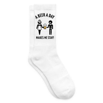 A Beer A Day Makes Me Stay! (Bier Biertrinker 2C) - Tennissocken - Weiß - Rechts