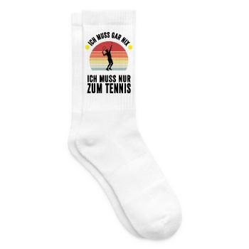 Aufschlag im Retro Look: Ich muss nur zum Tennis - Tennissocken - Weiß - Rechts