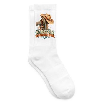 Mein Pferd bekommt die ungeschnittene Version – Western-Humor - Tennissocken - Weiß - Rechts
