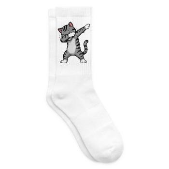 Dabbing-Katze Cartoon - Tennissocken - Weiß - Rechts