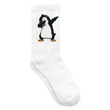 Dab-Pinguin Illustration - Tennissocken - Weiß - Rechts