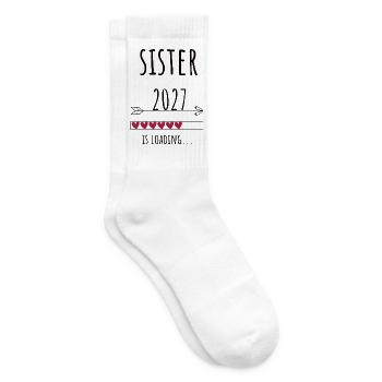 Pregnancy Announcement – Schwester 2027 Geschenk - Tennissocken - Weiß - Rechts