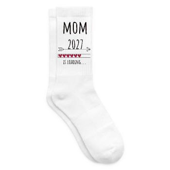 Pregnancy Announcement – Mama 2027 Geschenk - Tennissocken - Weiß - Rechts