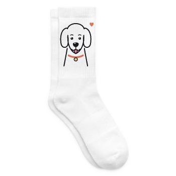 Süßer Hund mit rotem Halsband und Herz - Tennissocken - Weiß - Rechts