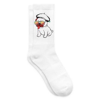 Dummer Zungen-Mops - Tennissocken - Weiß - Rechts
