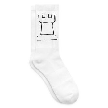 Schachturm handgezeichnet - Tennissocken - Weiß - Rechts
