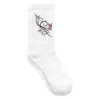 Kirschblüten Schmetterling Tattoo - Tennissocken - Weiß - Rechts