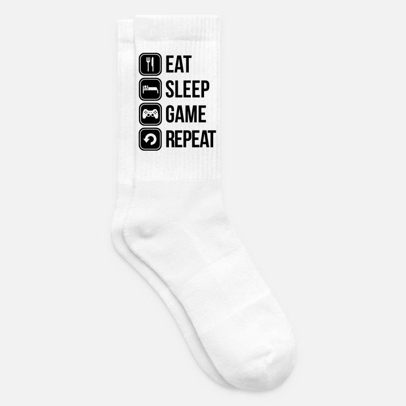 eat sleep game repeat spiele - Tennissocken - Weiß