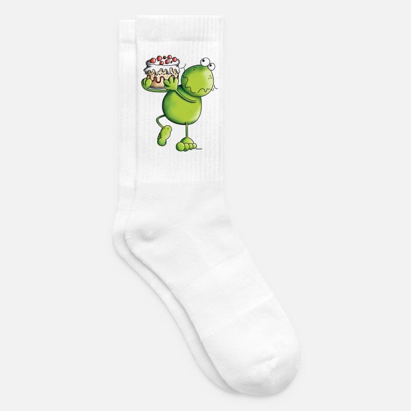 Frosch mit Kuchen - Tennissocken - Weiß
