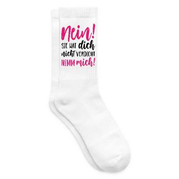Nein Sie hat dich nicht verdient Nimm mich - Tennissocken - Weiß - Rechts