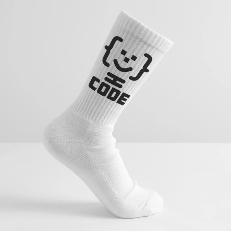 Hauptprogrammierer-Code-Logo mit Text CODE Tennissocken