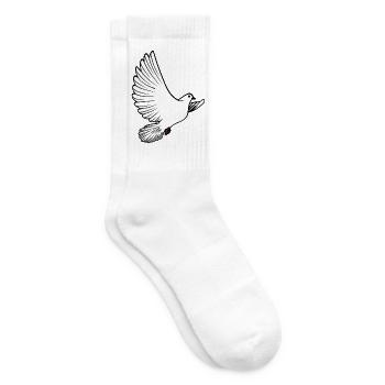 Weiße Taubenbrieftaube Ziertaube oder Friedenstaube - Tennissocken - Weiß - Rechts