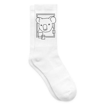 Koala in Geometric Shape - Line Art Design - Tennis socks - white - Right