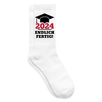 Doktorhut 2024 - Geschenk Studenten Endlich Fertig - Tennissocken - Weiß - Rechts