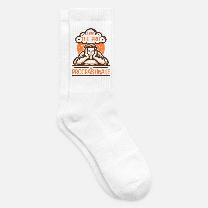 I Put The 'Pro' In Procrastinate, Funny - Tennis socks - white