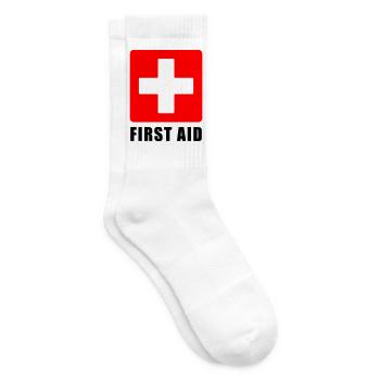 First Aid Medical Cross Sicherheitssymbol Vektor-Symbol - Tennissocken - Weiß - Rechts