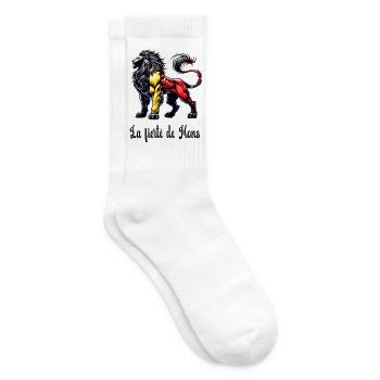 Mons lion flag design - Tennis socks - white - Right