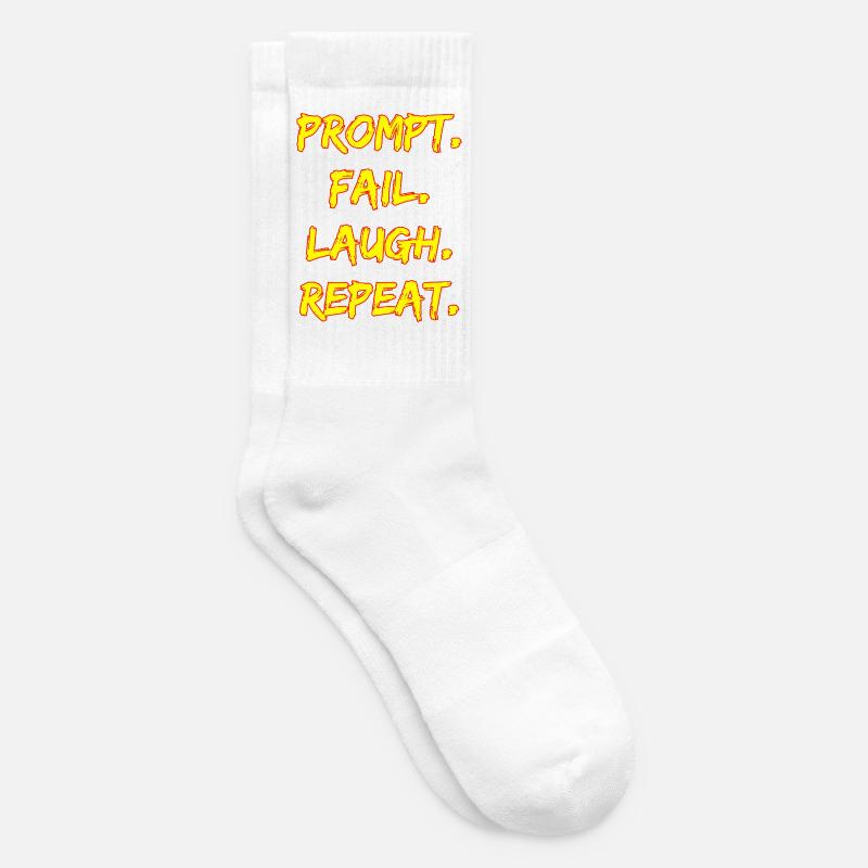 PROMPT. ÉCHOUER. RIRE. RÉPÉTER. - Chaussettes de tennis - blanc