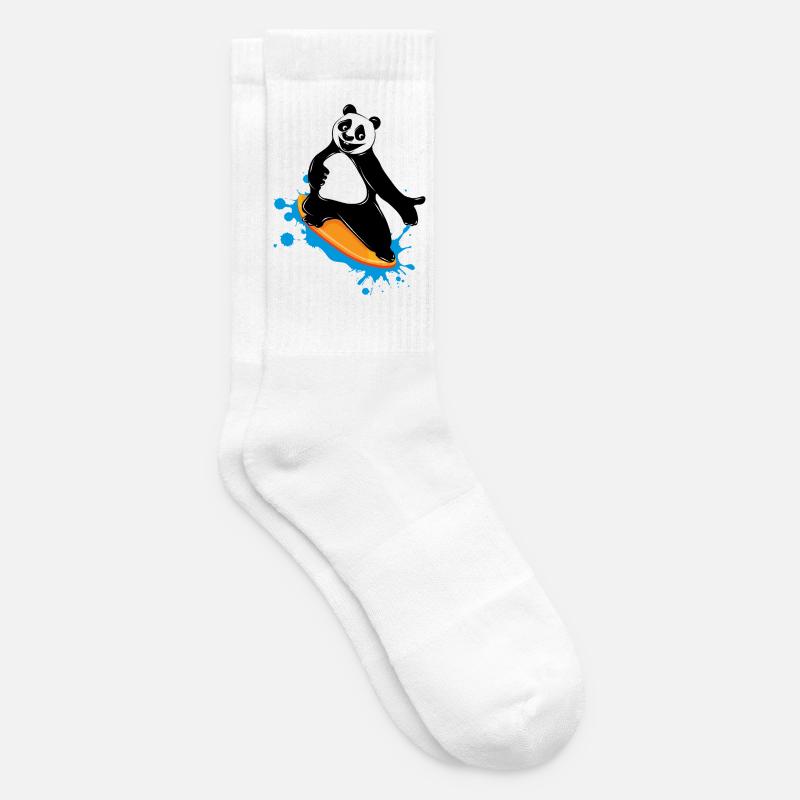Surfender Panda Bär im Graffiti Stil - Tennissocken - Weiß