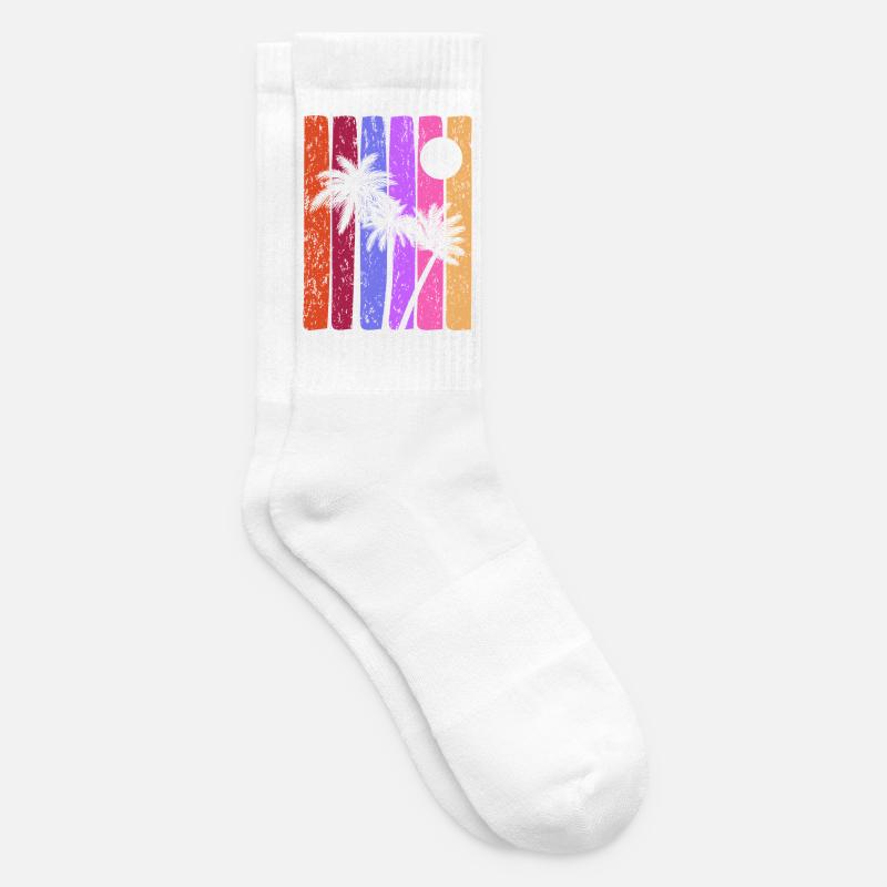 Rayures tropicales coucher de soleil - Chaussettes de tennis - blanc