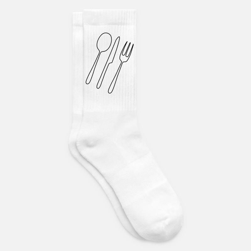 Besteck Gabel Löffel - Tennissocken - Weiß