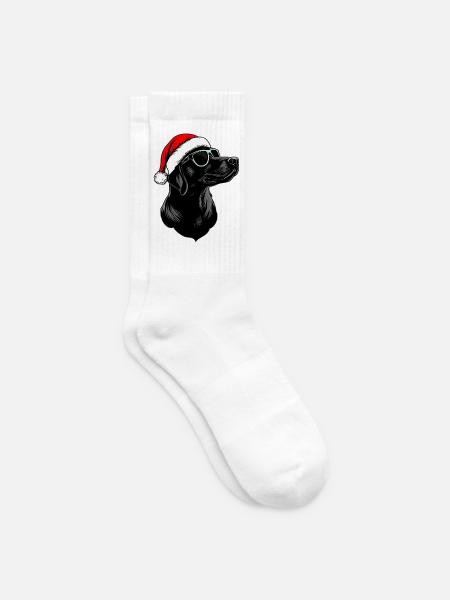 Hunde Weihnachten / Weihnachtsmann Hund - Tennissocken - Weiß