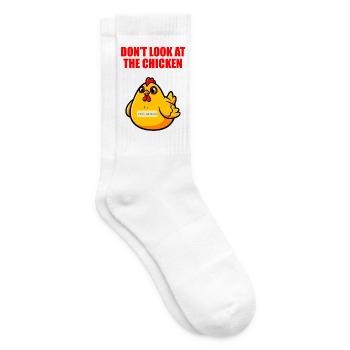 Schau nicht auf das Huhn – lustiger Humor - Tennissocken - Weiß - Rechts