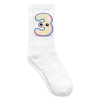 Number 3 Kawaii Pastel - Tennis socks - white - Right