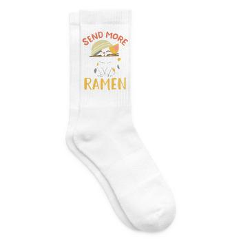 Envoyez plus de ramen Mignonne Art de nouilles Kawaii Chat - Chaussettes de tennis - blanc - Droite