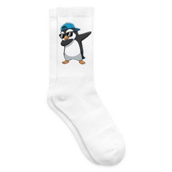 Cool Dabbing Penguin Sunglasses Cartoon Art - Tennis socks - white - Right