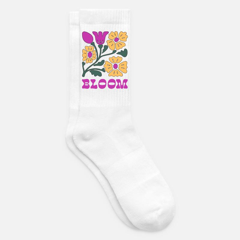 Blumen Pop Neon Pink - Tennissocken - Weiß