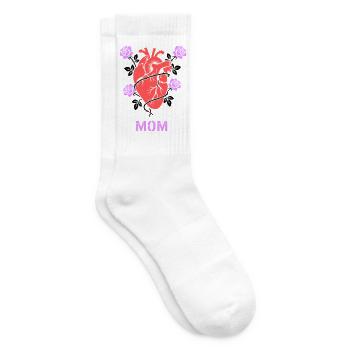 Anatomisches Herz Rosen Mom - Tennissocken - Weiß - Rechts
