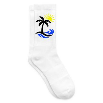Palm Tree Beach Ocean - Tennis socks - white - Right