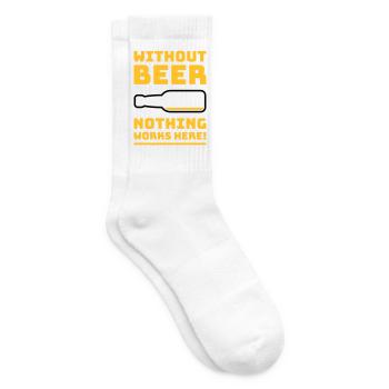 Without Beer Nothing Works Here! (Drinking POS 3C) - Tennis socks - white - Right