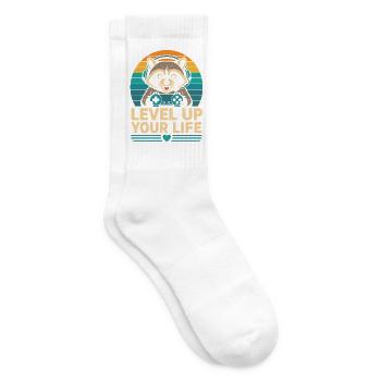 Level Up Your Life Raccoon Gamer - Tennis socks - white - Right