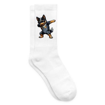 Dabbing Australian Cattle Dog - Tennis socks - white - Right