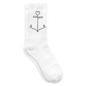 Anchor with heart in minimalist style - Tennis socks - white - Right