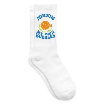 Minding My Own Bubbles Puffer Fish - Tennis socks - white - Right