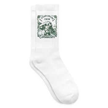 Dampflok Train Conductor Crew Print - Tennissocken - Weiß - Rechts