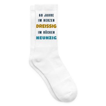 60 Geburtstag Im Herzen 30 im Rücken 90 - Tennissocken - Weiß - Rechts