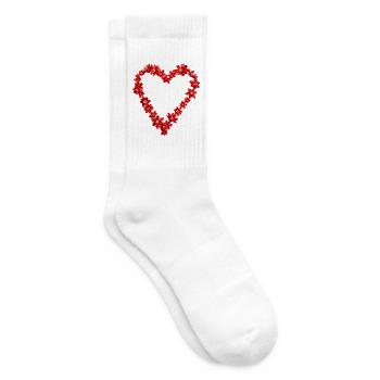 Rotes Blumenherz - Tennissocken - Weiß - Rechts