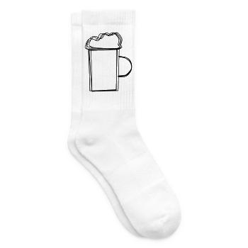 Bierkrug handgezeichnet - Tennissocken - Weiß - Rechts