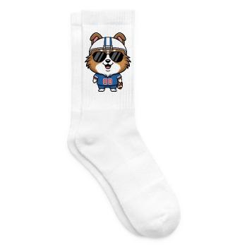 Lustiger Collie als American Football Spieler - Tennissocken - Weiß - Rechts