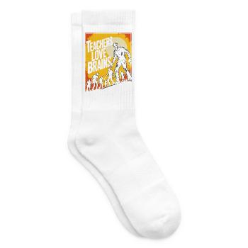 Lehrer lieben Brains Funny Halloween Teaching Gift - Tennissocken - Weiß - Rechts