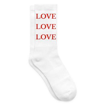 Love Love Love: Fettes Rot - Tennissocken - Weiß - Rechts