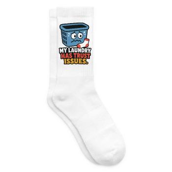 My Laundry Has Trust Issues – Wäsche Humor - Tennissocken - Weiß - Rechts