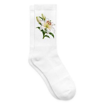 Weiße Lilienblüte mit Tau - Tennissocken - Weiß - Rechts