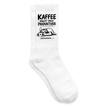 Lustiger Spruch Kaffee macht mich produktiver... - Tennissocken - Weiß - Rechts