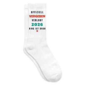 Offiziell vergeben verlobt 2026 Ring ist dran - Tennissocken - Weiß - Rechts